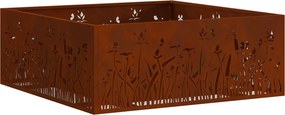 vidaXL Tűzrakó Barna 80 x 80 x 30 cm Időjárásálló acél