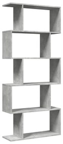 5 szintes betonszürke fa térelválasztó könyvespolc 70x24x161 cm