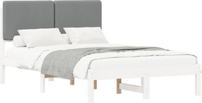 vidaXL Ágykeret Kárpitozott Fejtámlával Világosszürke 135 x 190 cm