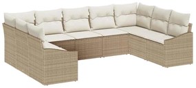 vidaXL Kanapé Szett párnával 9 pcs Bézs polirattan