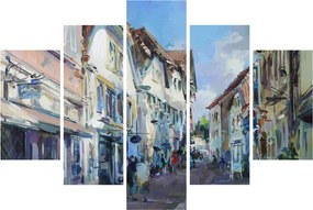 Kép - régi város sikátora, akril festmény (150x105 cm)