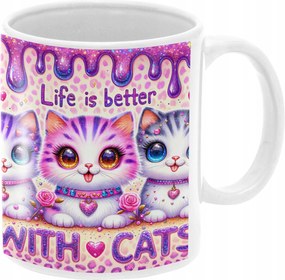 Macska Bögre Macskákkal Vicces Születésnapi Ajándék 330ml Csomagolás