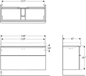 Geberit 500.355.00.1 - Smyle Square mosdó alatti fürdőszobai szekrény 61,7x118,4 cm fehér