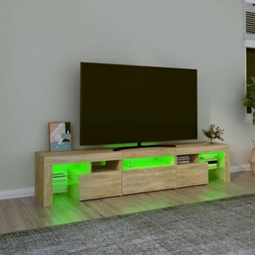 sonoma tölgy színű TV-szekrény LED-lámpákkal 200x36,5x40 cm