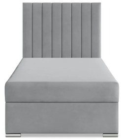 Agen egyszemélyes ágy, bársony, ágyneműtartóval, szürke