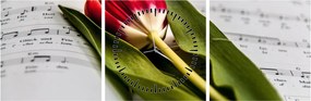 Egy vörös tulipán képe (órával) (90x30 cm)