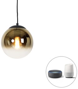 Okos függőlámpa fekete aranyszínű üveggel 20 cm, Wi-Fi-vel A60 - Pallon