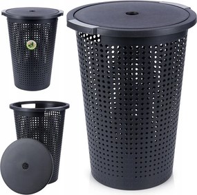 Ruha szennyestartó kosár fürdőszobai tároló barna zárható 35L