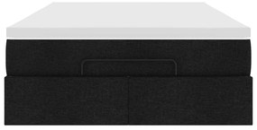 Ottomán ágykeret matraccal fekete 120x190 cm anyaggal
