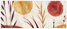 Kép - Növények és körök (120x50 cm)