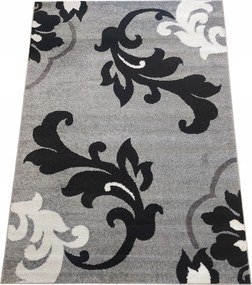 Szürke szőnyeg nappaliba, virágmintás 200x300 cm