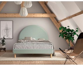Zöld kárpitozott egyszemélyes ágy ágyráccsal 140x200 cm MOON – Vipack