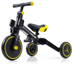Gyerek háromkerekű bicikli 4az1-ben Milly Mally Optimus Plus tolókarral black