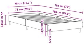 Ágykeret Musta tammi 75 x 190 cm Faanyag