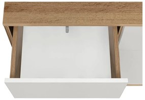 Fehér-natúr színű tálalószekrény tölgyfa dekorral 84x165 cm Skandi – Støraa