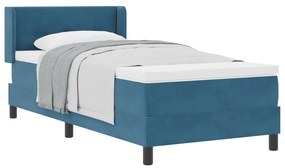Boxspring Ágy Matracal Sötét Kék 90x190 cm Bársony