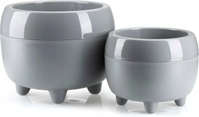 Virágtartó szett Virágtartó Szürke Kerek modern virágtartó lábakkal 2 db-os