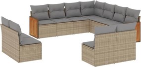 vidaXL 11 részes bézs polyrattan kerti ülőgarnitúra párnákkal