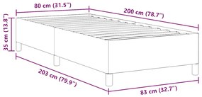 vidaXL Ágykeret Sötétszürke 80 x 200 cm Bársony anyag