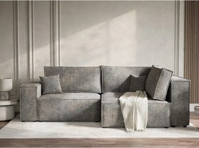 Szürke zsenília kinyitható-tárolóhelyes sarokkanapé (jobb oldali-L alakú) Tonga – Maison de Rêve