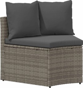 vidaXL Kanapé Szett 2 pcs Szürke Tömör akácfa és poli rattan