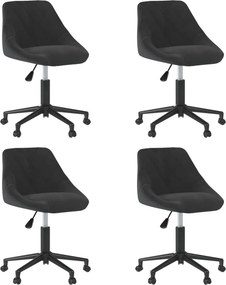 vidaXL 4 db fekete bársony forgó étkezőszék