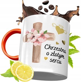 Narancssárga Bögre Keresztanyának Ajándék fényképes nyomattal