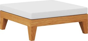 vidaXL elemes tömör akácfa lábtartó krémfehér párnával