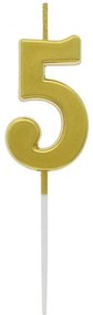 Arany Gold Metallic számgyertya, tortagyertya 5-ös