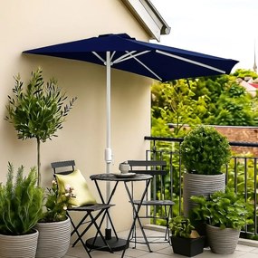 Balkon napernyő félkör alakú 2,7 m sötétkék karral