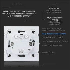 Mikrohullámú mozgásérzékelő 180° 300W/230V fehér