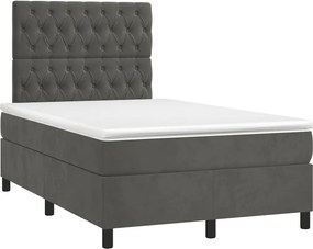 vidaXL sötétszürke bársony rugós ágy matraccal 120x190 cm