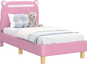 vidaXL Gyerekágy keret fejtámlával Rózsaszín 70 x 140 cm szövet
