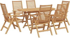 vidaXL Kert étkező szett 7 pcs Barna Tömör Teakfa
