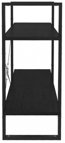 2-szintes fekete tömör fenyőfa könyvszekrény 100 x 30 x 70 cm