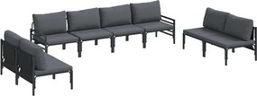 vidaXL Kerti Kanapé Szett párnával 8 pcs Fekete Acél
