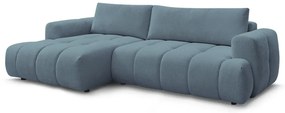 Kék kinyitható-tárolóhelyes sarokkanapé (bal oldali-heverő résszel) Fuji – Bobochic Paris