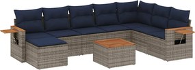 vidaXL 9 részes szürke polyrattan kerti ülőgarnitúra párnával