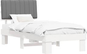 vidaXL Ágykeret Kárpitozott Fejtámlával Világosszürke 90 x 200 cm