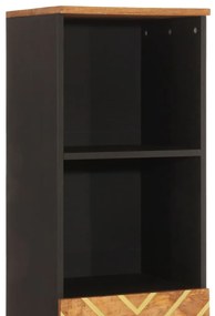barna és fekete tömör mangófa fürdőszobaszekrény 38x33,5x160 cm