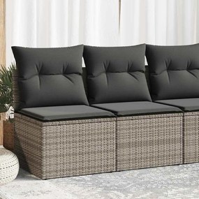 2 részes szürke polyrattan akácfa kerti ülőgarnitúra párnákkal