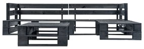 vidaXL 4 részes fekete fa kerti raklap-ülőgarnitúra