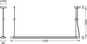 Osram-LED Fényerőszabályozható kábeles függeszték OFFICE LINE LED/40W/230V 4000K 120 cm fekete