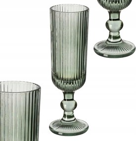 Prosecco Boros Pezsgős Pohár Magas Bordázott Üveg Zöld 160 ML