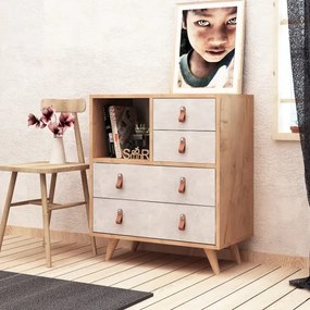 Komód WITLOF 87x70 cm barna/szürke