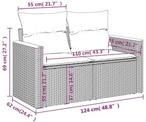 7 részes vegyes bézs polyrattan kerti ülőgarnitúra párnákkal