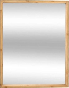 Fürdőszobai Tükör Téglalap Alakú Bambusz Keretben 34x44 cm Nagy Fali