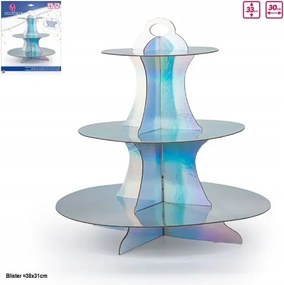 Elegáns háromrétegű tortatál ezüst színben