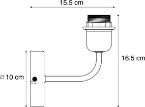 Vintage fali lámpa arany színben, árnyékoló nélkül - Matt