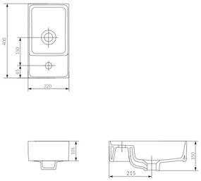 Cersanit K114-004 CREA 22x40 cm kerámia mosdó, fényes fehér